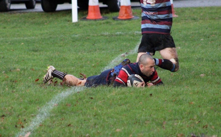 Richard Sinclair scores winning try for Biggleswade Men's 1sts v Northampton BBOBs Jan 14 2023