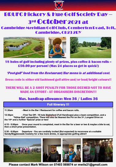 Poster with details for golf day