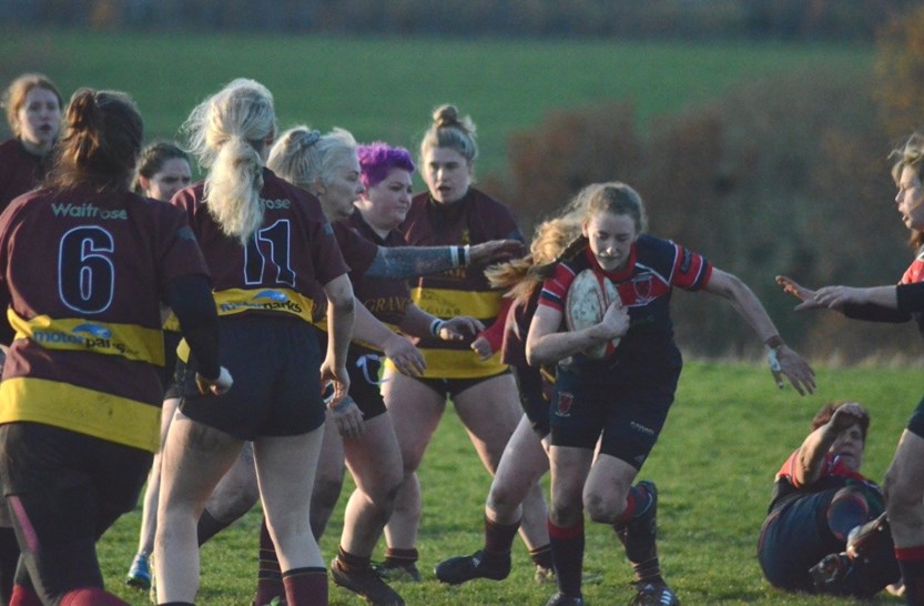 Heidi Lawson on the charge against Ampthill Ladies