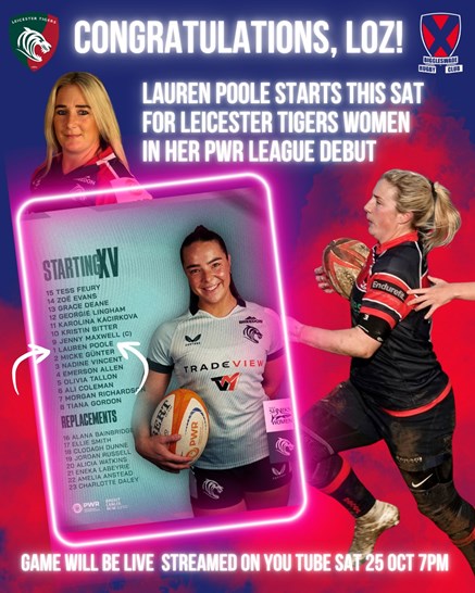 Graphic showing teamsheet with Lauren Poole named as No 1 in the starting line-up