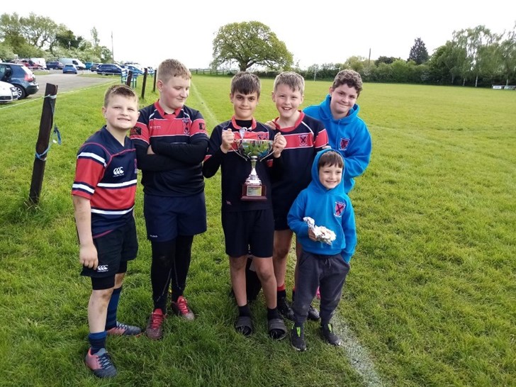 Some of Biggleswade's U12 players pictured with the Rushden & Higham Jubilee Cup