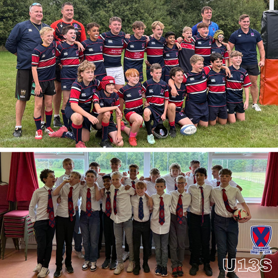 Graphic shows U13s in team kit and post-match shirts and club ties from win against Letchworth 14/09/25