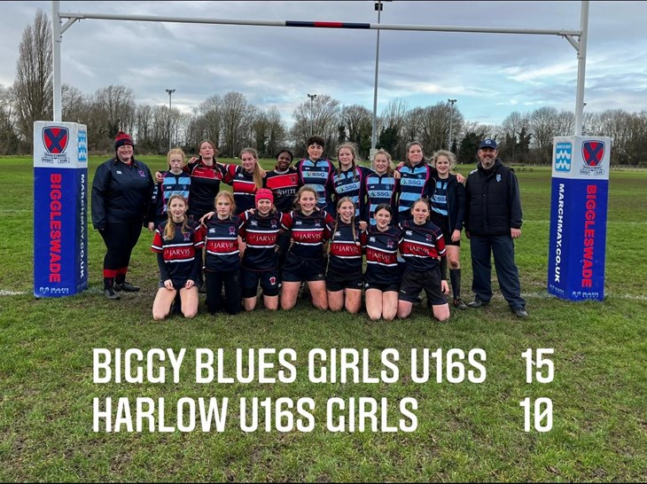 Team photo of U16s Girls v Harlow U16s Girls Jan 15