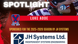 Graphic showing player Luke Adde and logo of player sponsor JH Systems Ltd
