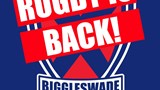 Club logo with words 'Rugby is back'